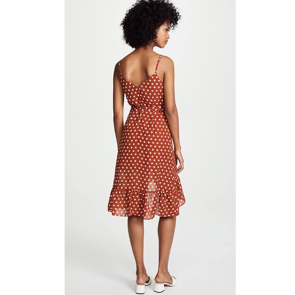 NWT J.O.A. Polka Dot Dress in Mahogany size S - Picture 2 of 8